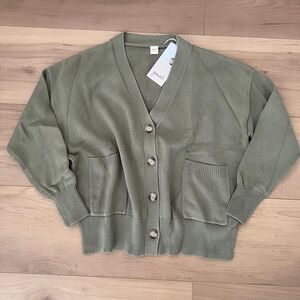 NWT Goumi Kids Womens Knit Button Up Sweater SZ S/M Artichoke Green Cardigan